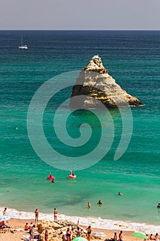 Giant Pink Flamingo Inflatable at D. Ana Beach, Lagos, Portugal