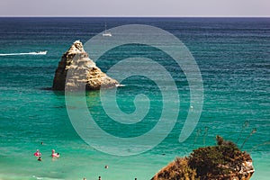 Giant Pink Flamingo Inflatable at D. Ana Beach, Lagos, Portugal