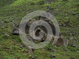 Giant rock formations in a nature reserve with humid weather