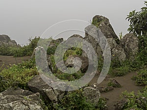 Giant rock formations in a nature reserve with humid weather
