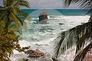 Giant rock in ocean near by Costarican coast