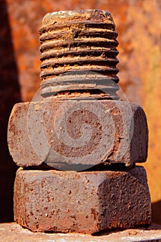 Giant rusty bolt macro