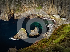 The Giant`s Table and Chair at the foot of the cliffs of Slieve League, County Donegal, Ireland