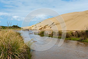 Giant sand dunes at Te-Paki on the 90 Mile beach