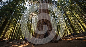 Giant sequoia tree in forest natural light