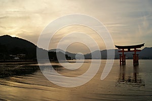 Giant shrine on Miyajima island, Japan
