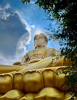 The giant sitting Buddha statue of the wat paknam phasi charoen temple in Bangkok, Thailand