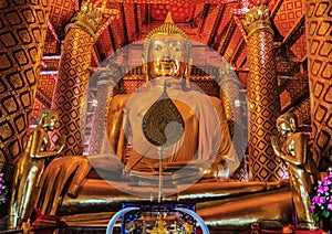 Giant sitting buddha Wat Phanan Choeng temple Ayutthaya bangkok