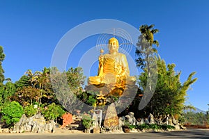 Giant sitting golden Buddha.,Dalat, Vietnam