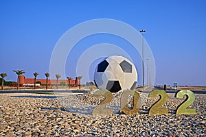 Giant soccer football sculpture soccer world cup Qatar