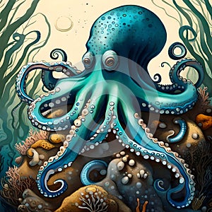 Giant squid - ai generated image photo