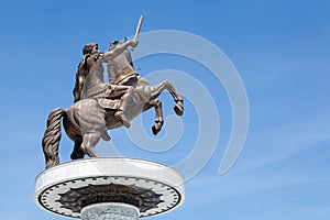 Giant statue of Alexander the Great in Skopje, Macedonia photo