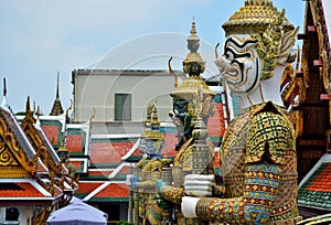 Giant statue of the Temple of the Emerald Buddha Wat Phra Kaew