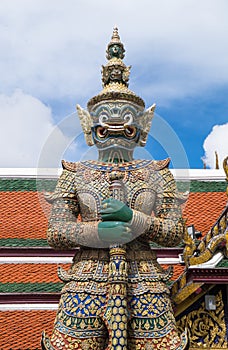 Giant statue in Wat Phra Kaew or Grand palace in Thailand