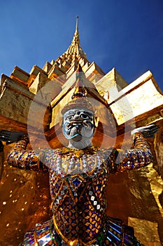 The Giant statues at Grand Palace or Temple of the Emerald Buddha.