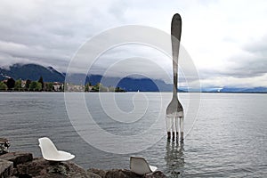 Giant steel fork , Vevey, Switzerland