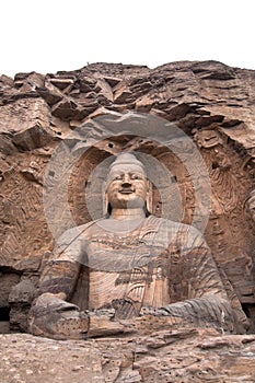 Giant stone Buddha, Yuangang Caves, Datong photo