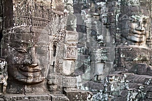 Giant stone face of Prasat Bayon temple, Cambodia