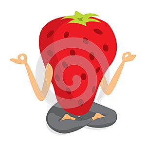 Giant strawberry practising yoga