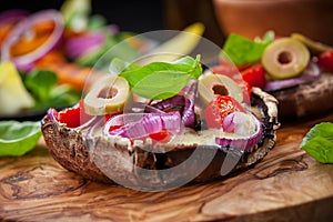 Giant stuffed Portobello mushrooms