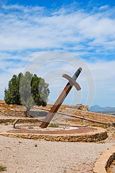 Giant sword in the Castle of Lorca, Spain photo