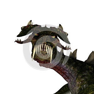 Giant terrifying dragon with wings and horns