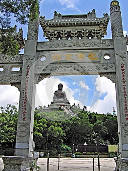 Giant Tian Tan Buddha in Ngong Ping on Lantau Island in Hong Kong