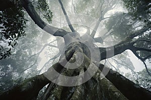 Giant tree downview angle. Generate Ai