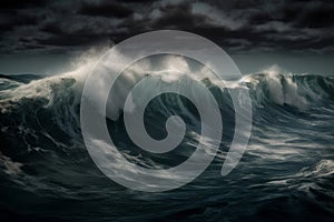 Giant tsunami waves. Generate AI