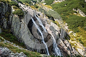 Giant waterfall in the mountains