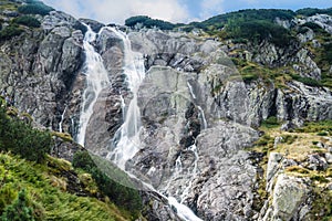 Giant Waterfall Siklawa in the Polish mountains