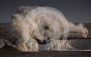 Giant waves and freezing winds brought by Storm Darcy batter the north east coastline at South Shields, England