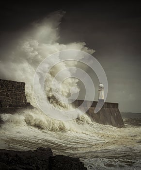 Giant waves hit Porthcawl photo