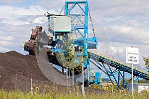 A giant wheel excavator in brown coal mine