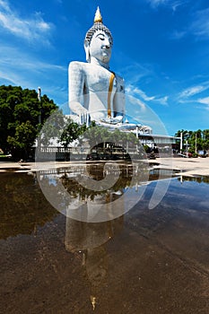 Giant white Buddha statue photo