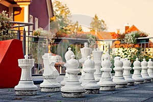 Giant White Plastic Chess Pieces