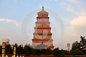 The giant wild goose pagoda sunset