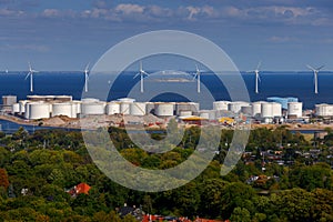 Copenhagen. Wind turbines in the sea.