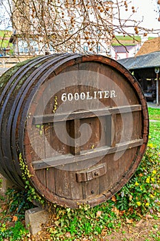 Giant wooden wine barrel with 6000 liter capacity