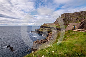 Giants Causeway Northern Ireland beautiful morning view sunlight long exposure Antrim Coast