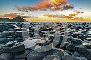 Giants Causeway Northern Ireland beautiful sunset view sunlight long exposure Antrim Coast photo