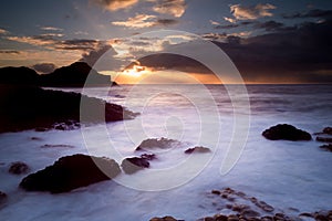 Giants Causeway at sunset