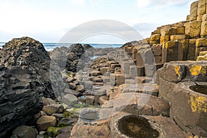 Giants Causeway under a blue sky