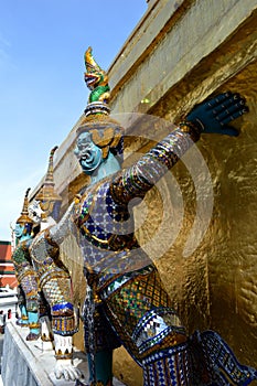 Giants of gilded chedi, Wat Phra Kaew, Thailand