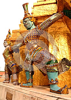 Giants and pagoda thai photo