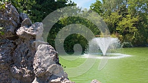 Giardini Margherita gardens in Bologna fountain pond