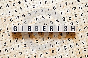 Gibberish word concept on cubes