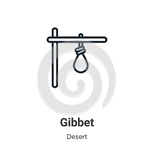 Gibbet outline vector icon. Thin line black gibbet icon, flat vector simple element illustration from editable wild west concept