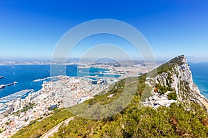 Gibraltar The Rock copyspace copy space landscape Mediterranean Sea travel town overview