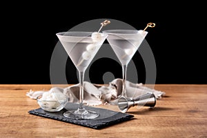 Gibson martini cocktail with onions